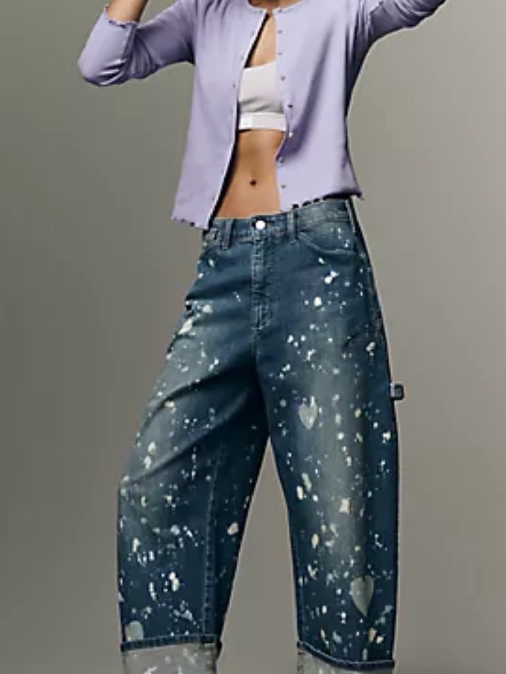 Anthropologie Blue Paint-Splatter Boyfriend Jeans